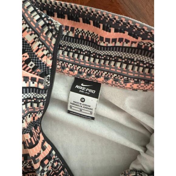 Nike Pro Dri-FIT 1/2 Zip Pullover Women’s M Peach Gray Print Training Top - Picture 2 of 14